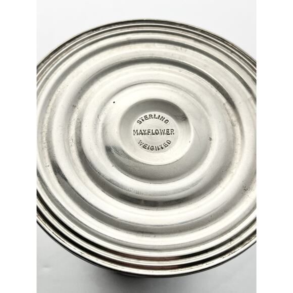 1940s Vintage 925 Silver Weighted Candlestick Holder & Etched Grape Glass Globe - Picture 10 of 10